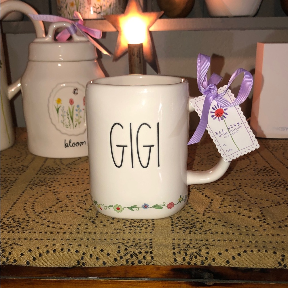 Rae Dunn GIGI Mug with Floral Trim at Base